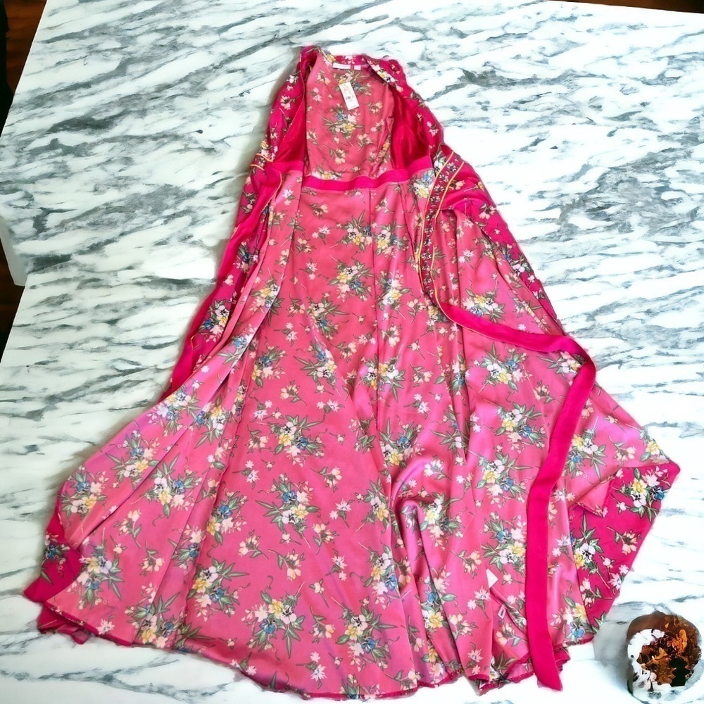 New York & Co. NWT Pink Floral Wrap Maxi Dress Size XS Sleevless - Picture 7 of 13